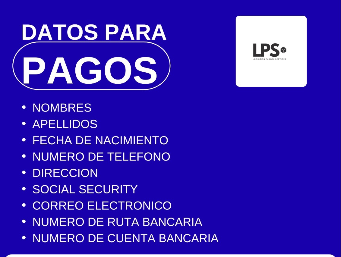Datos necesarios para pagos