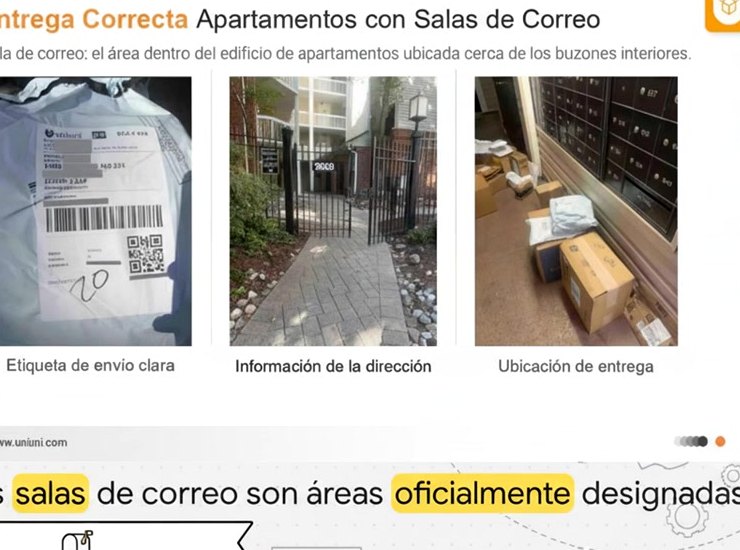 Ejemplos reales de entrega en sala de correo